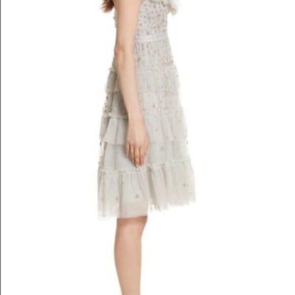 NEEDLE & THREAD
Sunburst Tiered Dress In Bleached Blue - Picture 6 of 11